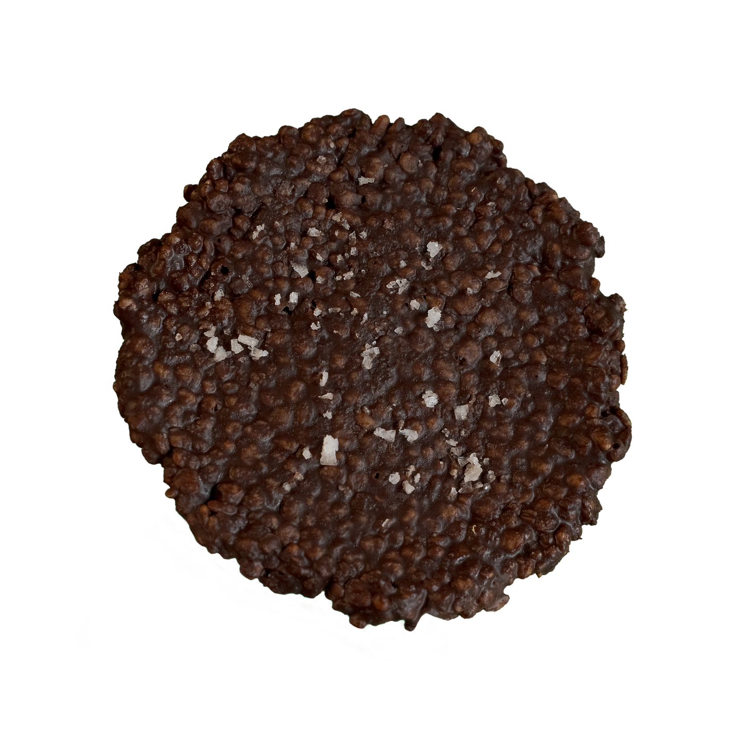 ALV NYC vegan sugar-free dark chocolate puffed quinoa cookie finished with sea salt